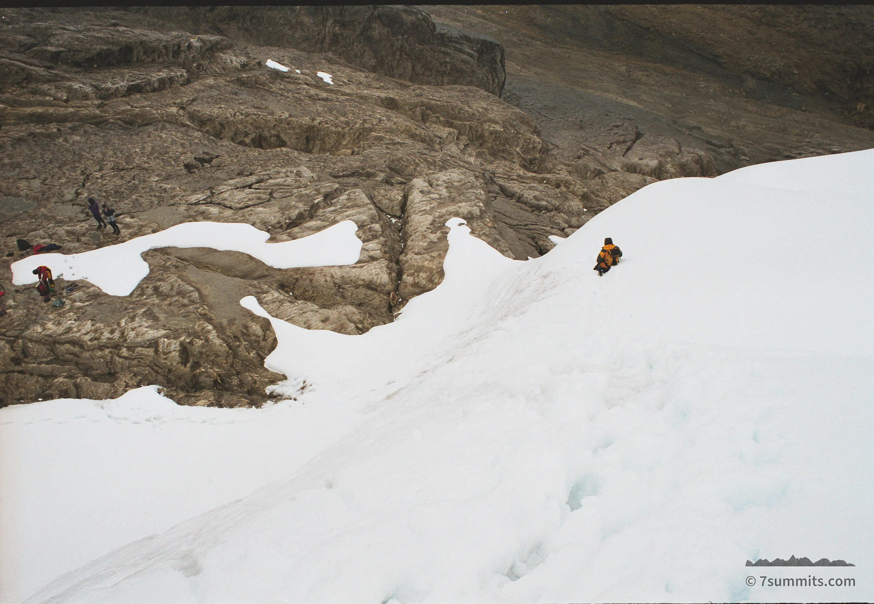 Descending the Ngga Pulu glacier opposite Carstensz Pyramid, 1999
