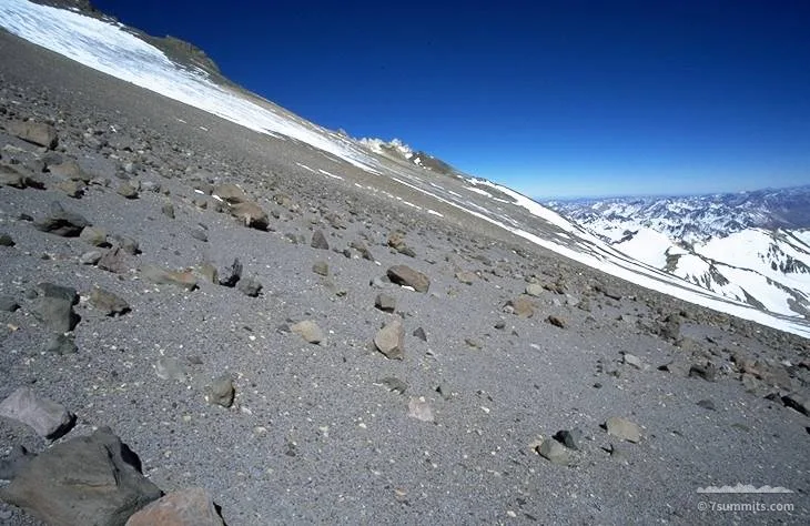 The traverse to White rocks as seen from the Glacier (camp II)...