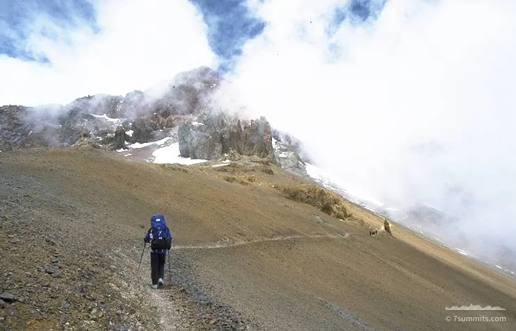 Erik on the traverse to the Canaleta (6500m)