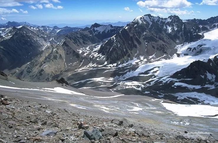 Looking down the normal route, 5100m