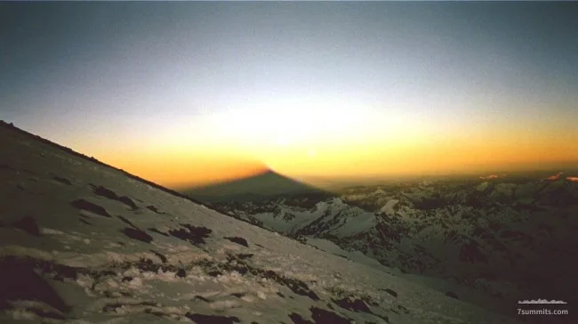 Aconcagua shadow during sunrise