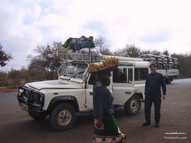 Organizing at the rover before heading to Machame