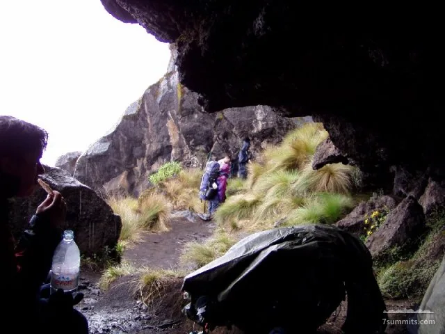 Waiting out some hail in Shira Cave