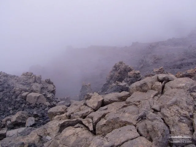 Looking down at the Western Breach we just finished, from the crater rim