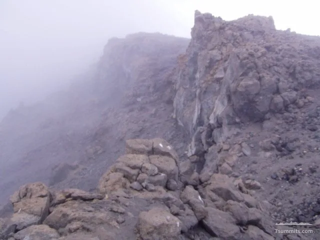 Looking down at the Western Breach we just finished, from the crater rim