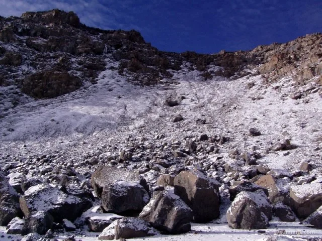 The last climb, from Crater Camp, after some new snow.