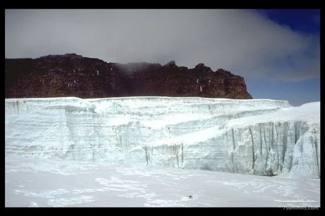 Snow and glacier ice in the Kilimanjaro crater
