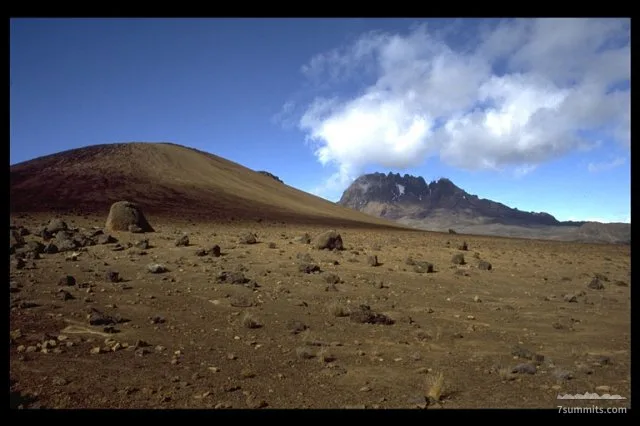During our hike over the saddle between Kibo and Mawenzi I see Mawenzi.