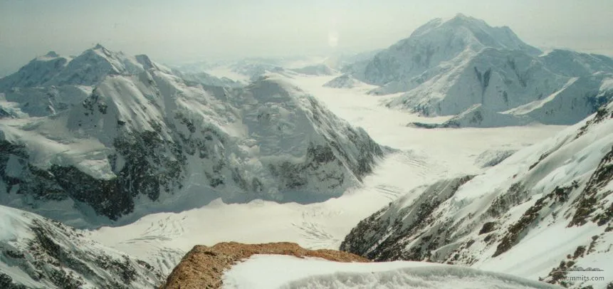 View from 'the edge of the world', Foraker and the glacier route can be seen