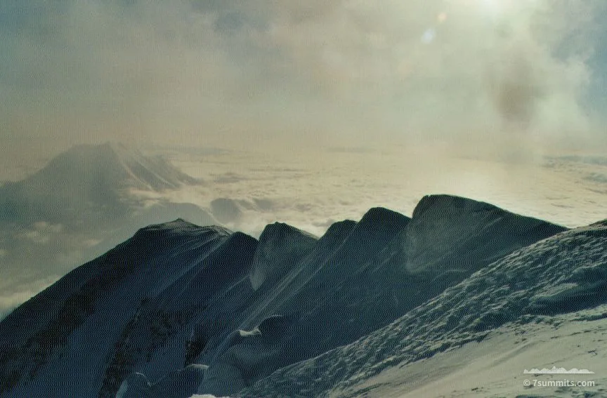 The summit ridge as seen from the summit