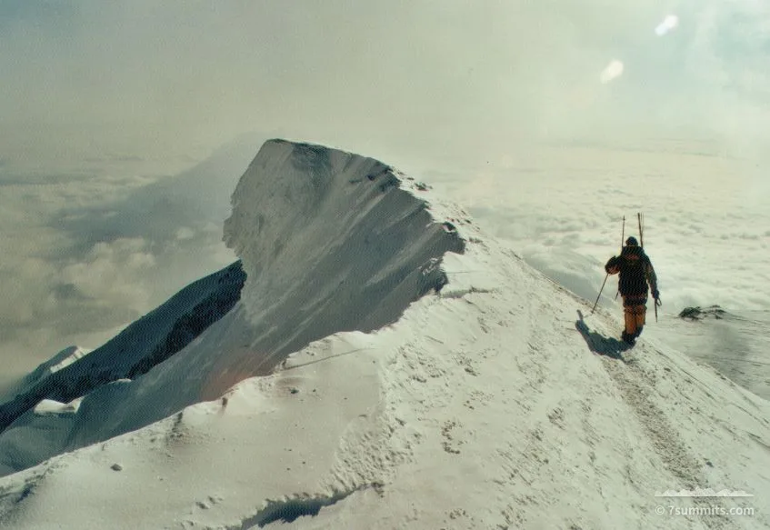 Jose going down the summit ridge