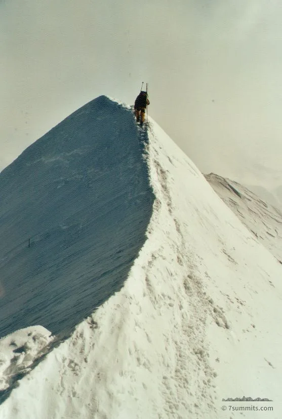 Jose on the narrow summit ridge