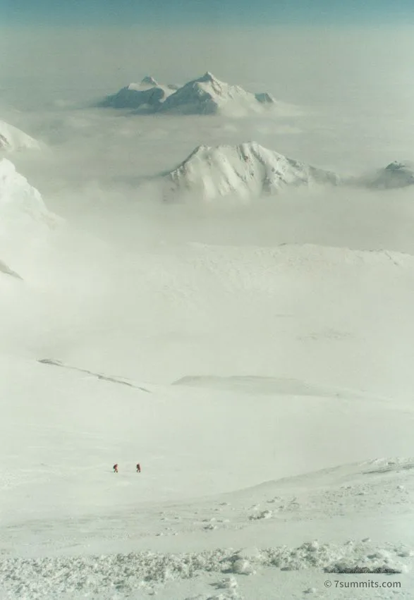 View from the headwall towards base camp and Hunter