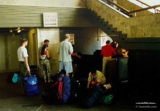 Wrapping luggage at Vnukovo airport