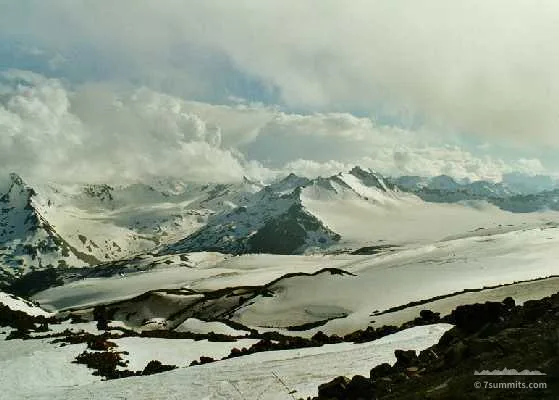 View west from below the Barrels, 3700m