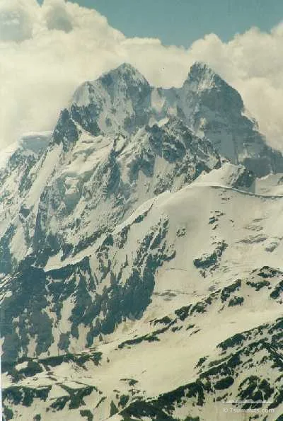 Beautiful and dangerous Mt Ushba as seen from Elbrus