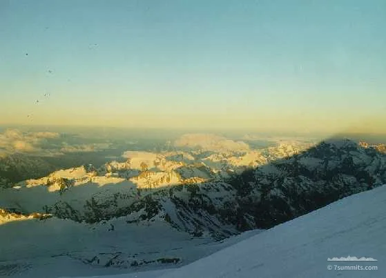 The shadow of mighty Elbrus over the West Caucasus
