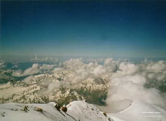 View west from the summit of Elbrus