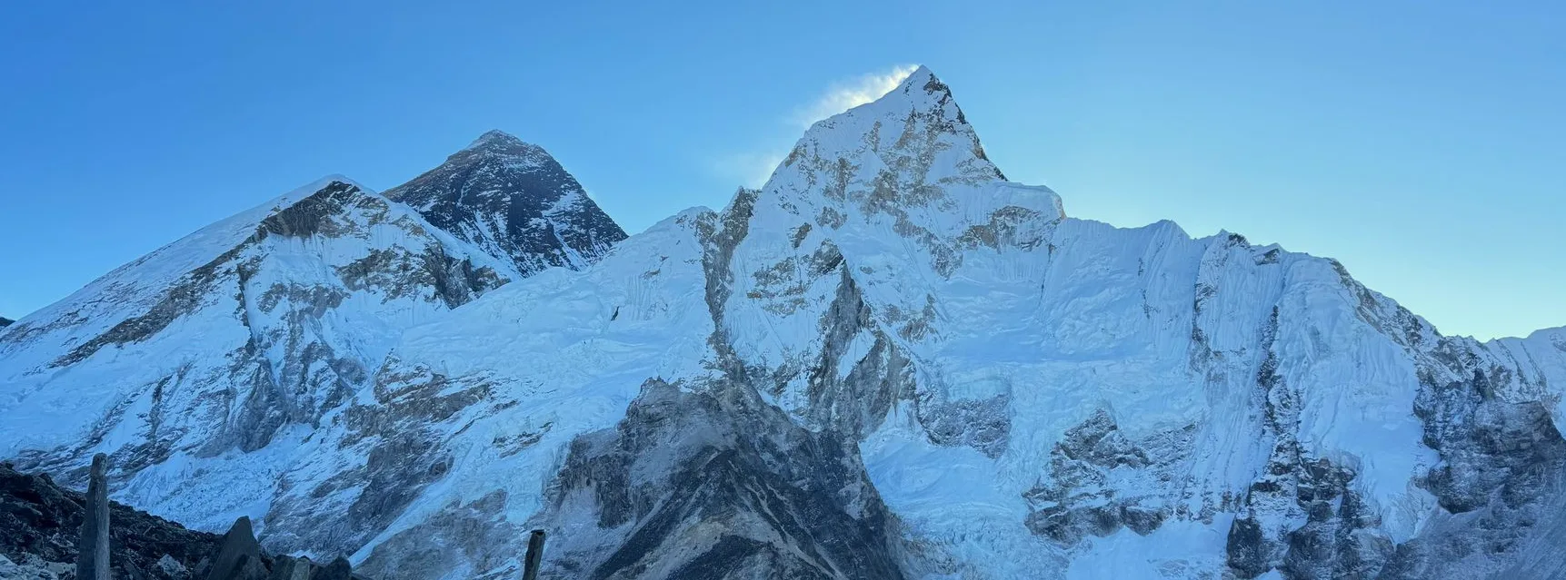 storm Everest  — Stunning snowy peaks of Nuptse and Everest in the Himalayas during winter.