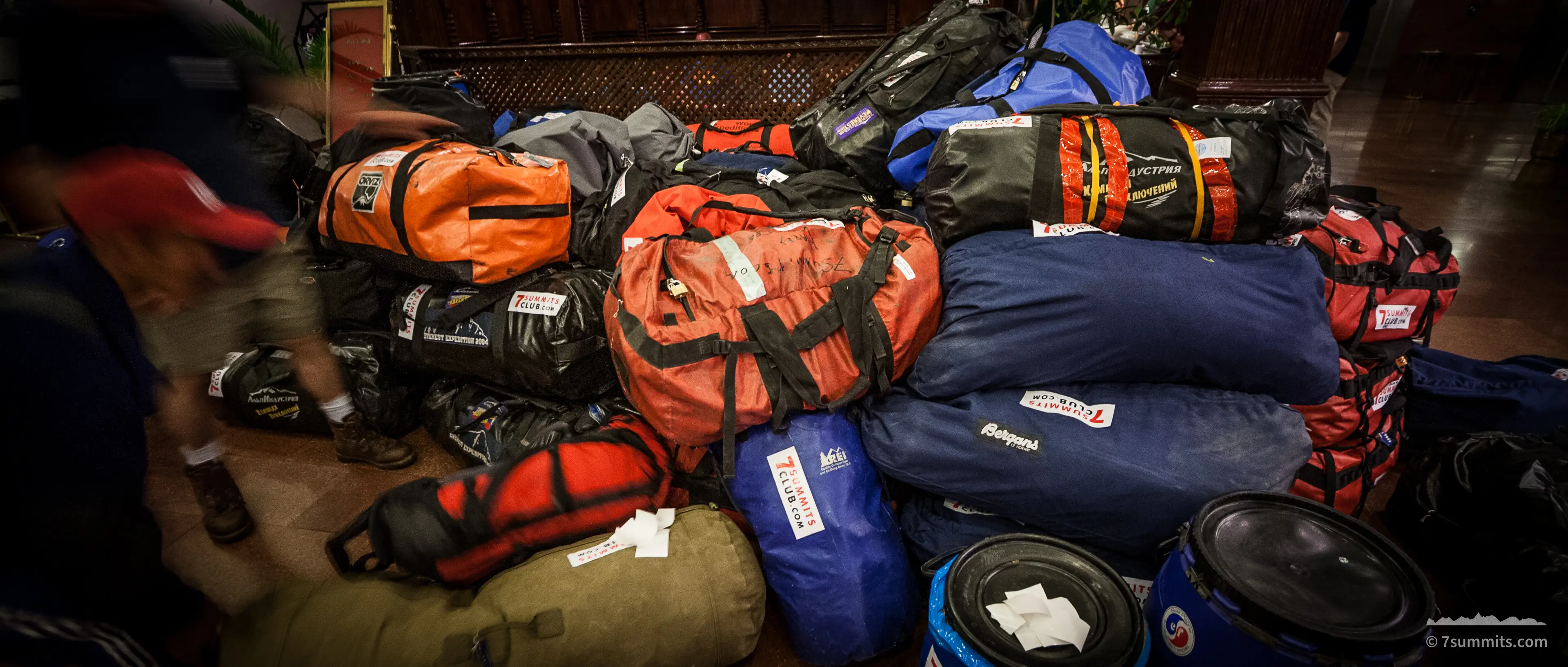 Pile of Everest luggage in Kathmandu