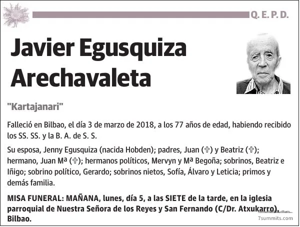 Xavier Eguskitza obituary