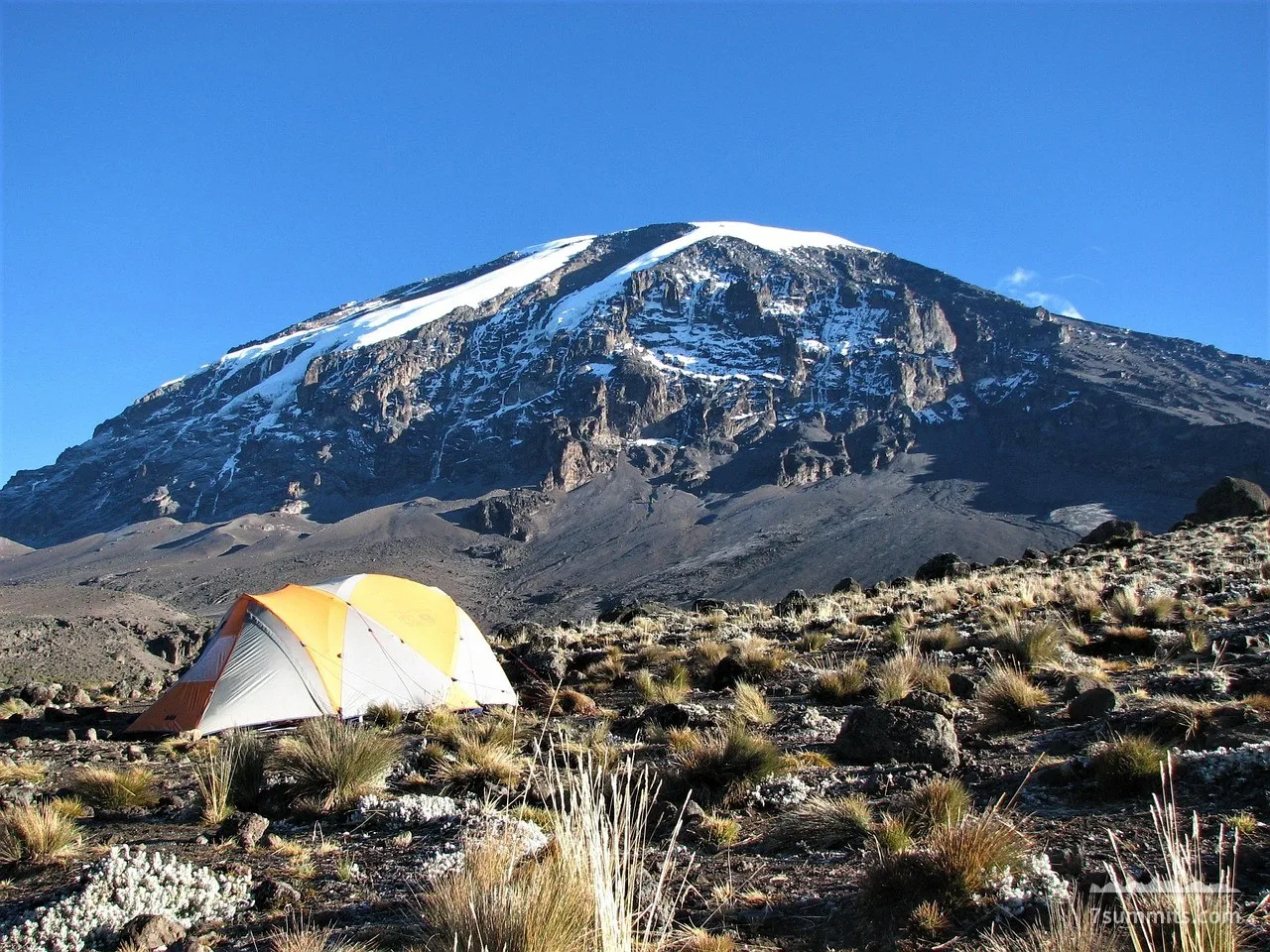 Kilimanjaro campsite with Kibo in the background