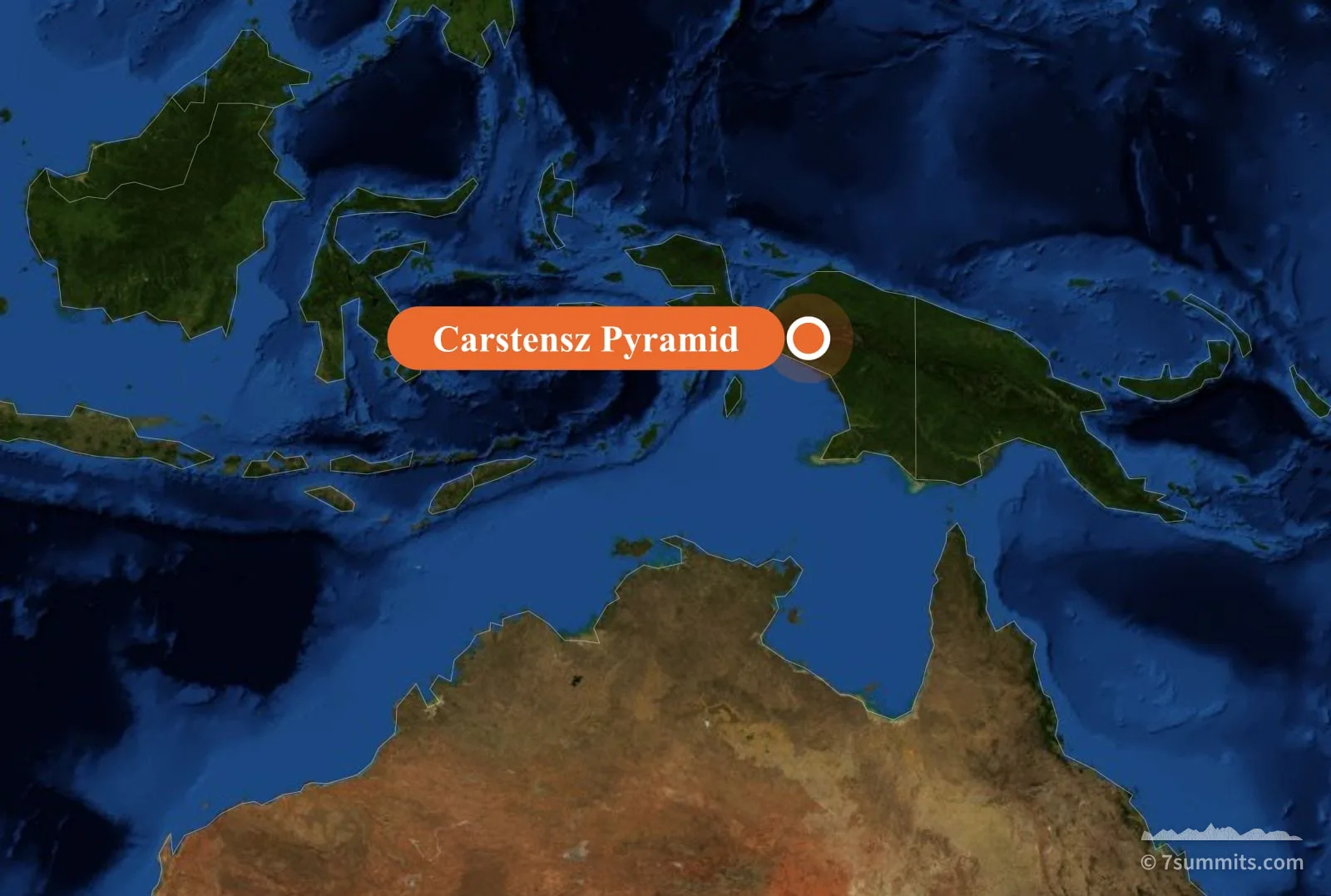 Map of Oceania showing the location of Carstensz Pyramid